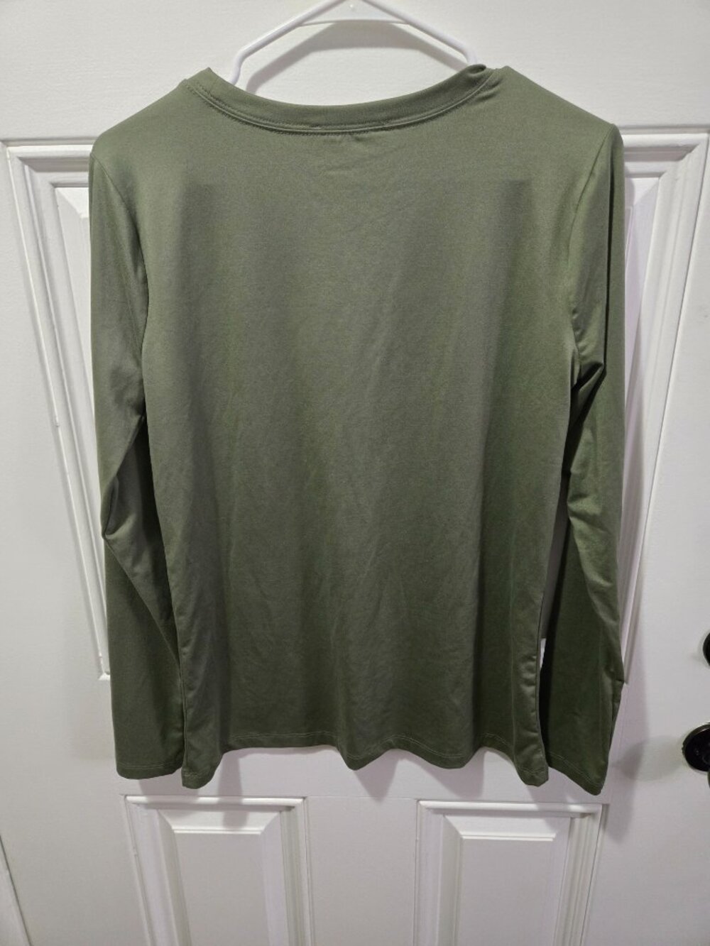 Zenana XL Olive Green Long Sleeve Stretch Tee Soft Basic Layering Top - Picture 4 of 6